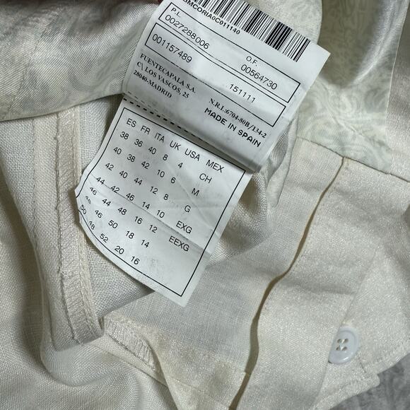 Fuentecapala Ivory White Linen Blazer Jacket Textured Button Women’s Size M 40 - Picture 7 of 9